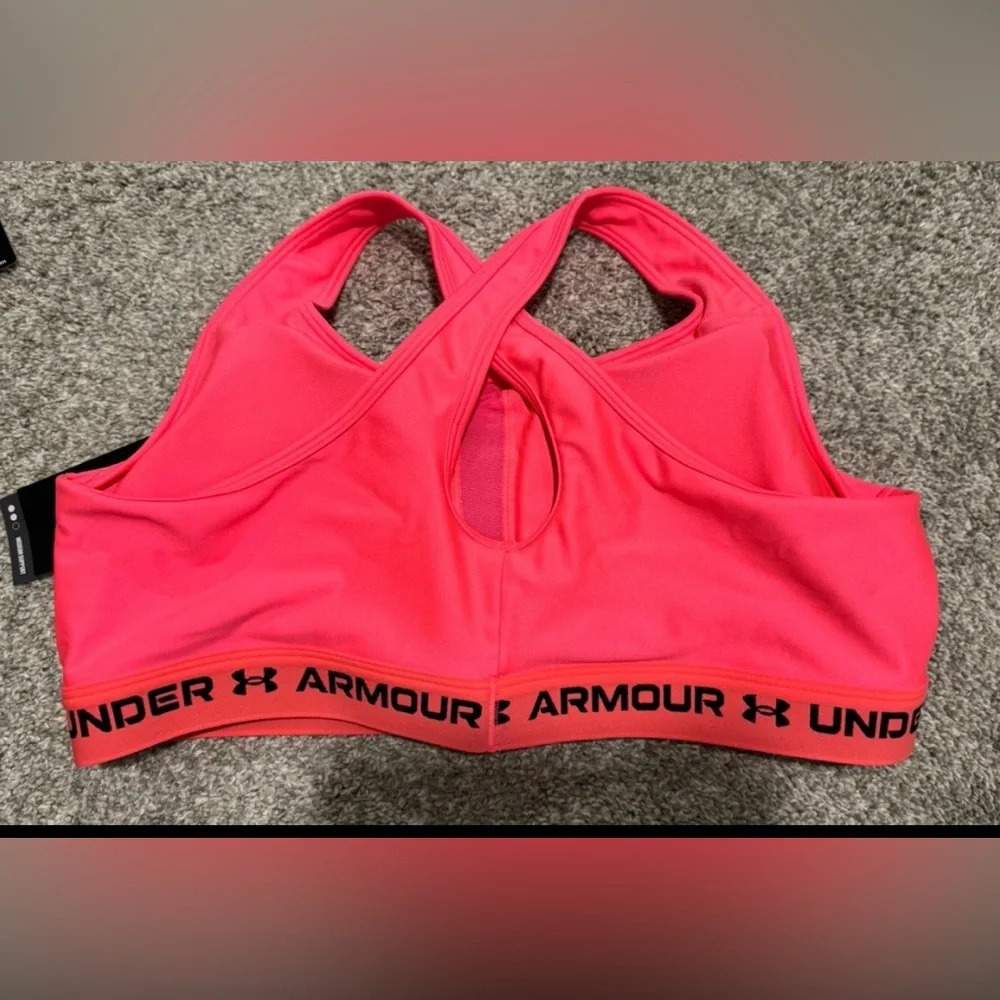 NWT Under Armour Womens Mid Crossback Sports Bra Medium Support Hot Pink Size 3X